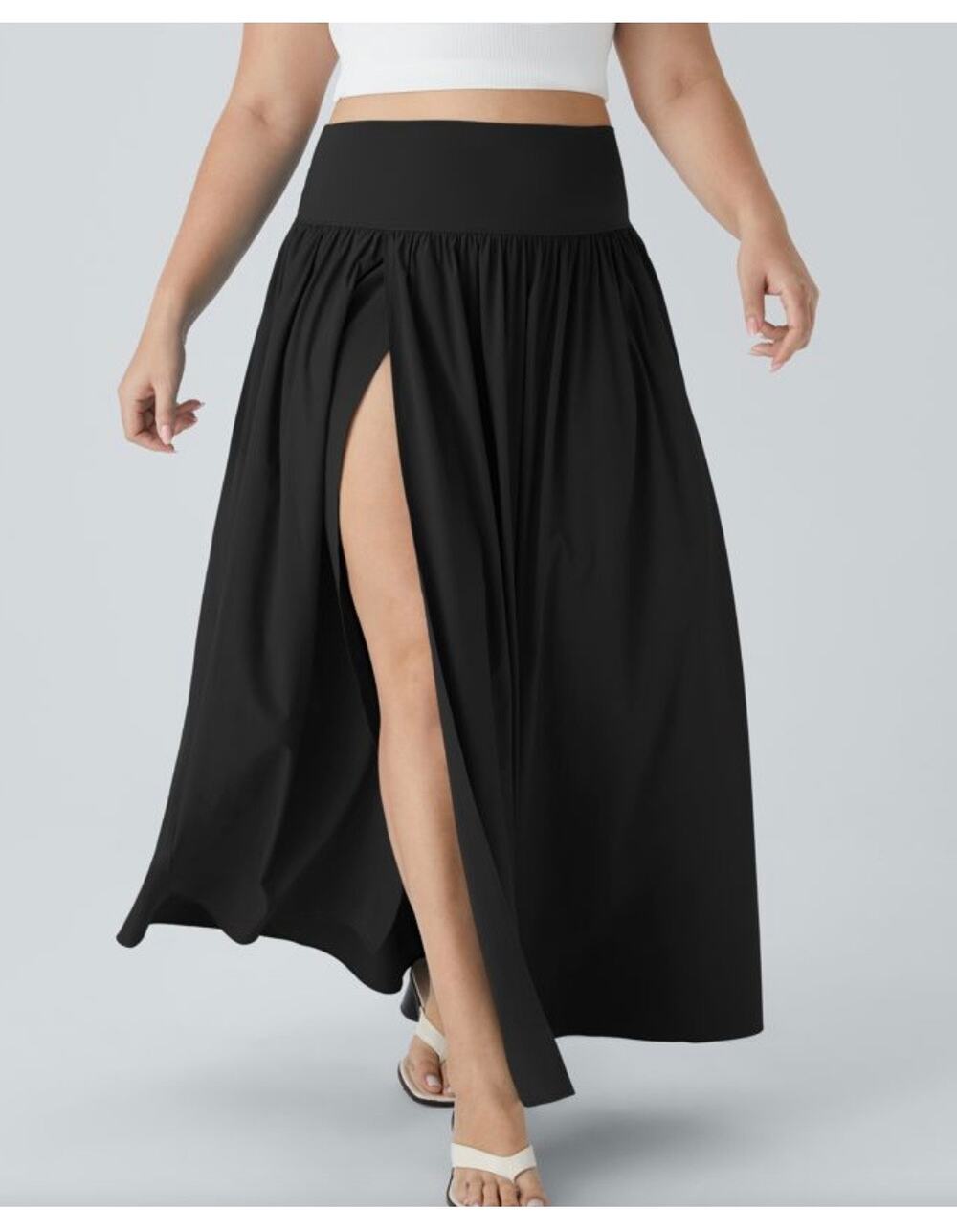 NWT Halara Breezeful High Waisted 2-in-1 Flowy Maxi Skirt Women's 3X Black